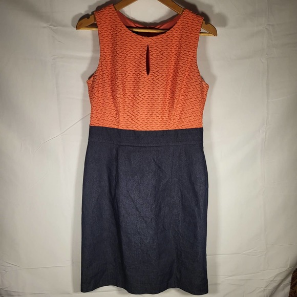 Alyx Dress*Womans 8*Sleeveless*Orange/Denim Blue*Rear Zip - Picture 1 of 10